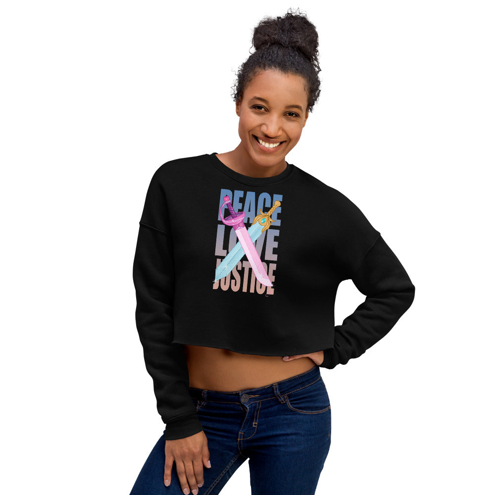 Peace Love Justice Crop Sweatshirt